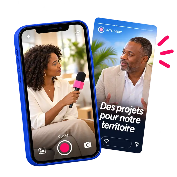 Smartphone et story d’interview